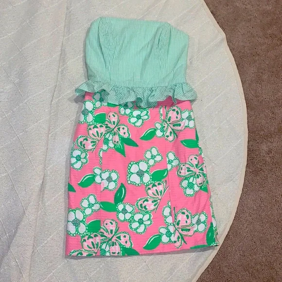 Lilly Pulitzer Peplum Seersucker Lowe Dress - Picture 3 of 6